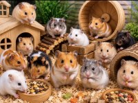 Yavru ve yetişkin Hamster