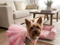 oyuncu ve sevgi dolu dişi yorkshire terrier