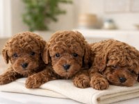 Toy poodle ev ortamında yavrular