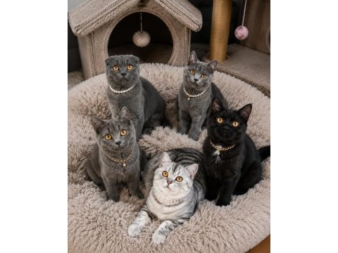 Dişi scottish fold ve kuzenleri teslime hazır