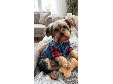 Uyumlu çok akıllı yorkshire terrier
