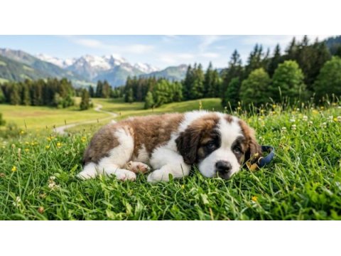 Sevgi dolu saint bernard yavruları yeni yuvalarını arıyor