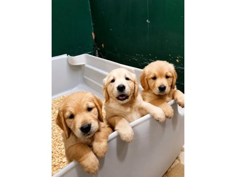Safkan akıllı bebek yüz golden retriever yavrular