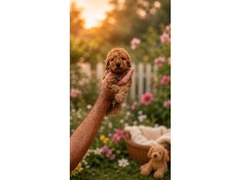 Koyu kızıl poodle