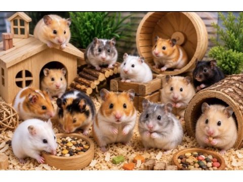 Yavru ve yetişkin hamster