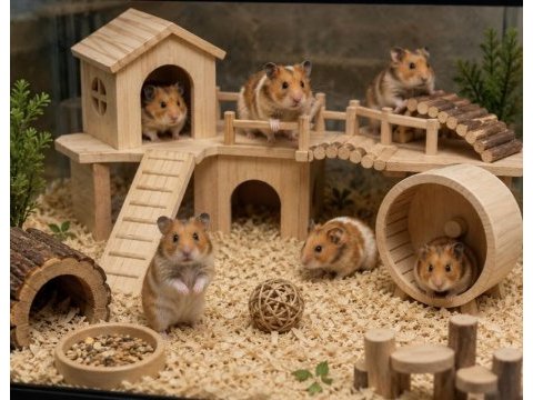 Yavru ve yetişkin hamster