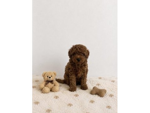 Red brown toy poodle miniğimiz