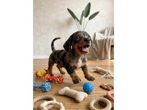 Blue merle dachshund bebeklerimiz aşılı nadir