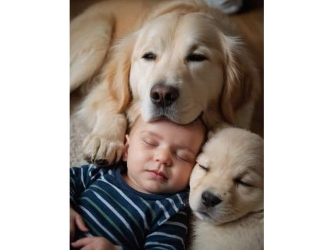 Tatlı golden retriever bebekler