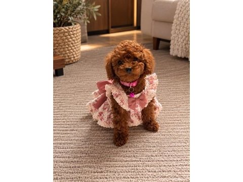 Dark red kore toy poodle