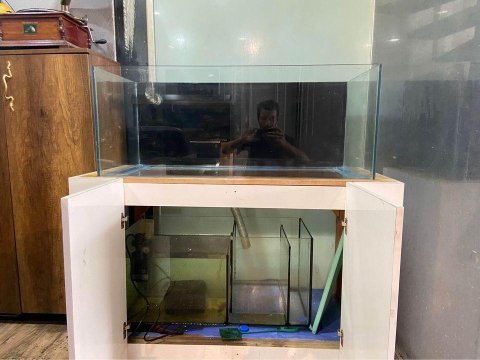 Balık takaslı 110x50x45 alttan sumplı ultra clear camlı