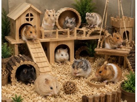 Yavru ve yetişkin hamster