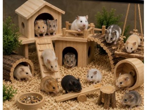 Yavru ve yetişkin hamster